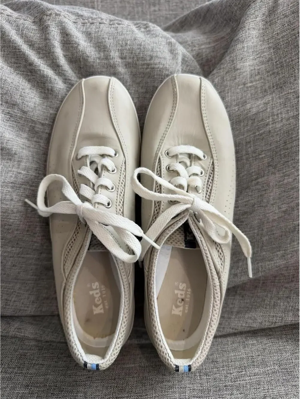 Keds Spirit Leather Oxford Sneakers Womens 8.5 Cream Off White Lace Up